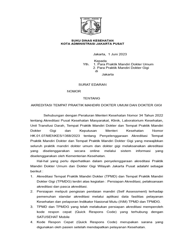 Akreditasi TPMD dan TPMDG Jakarta Pusat | PDF