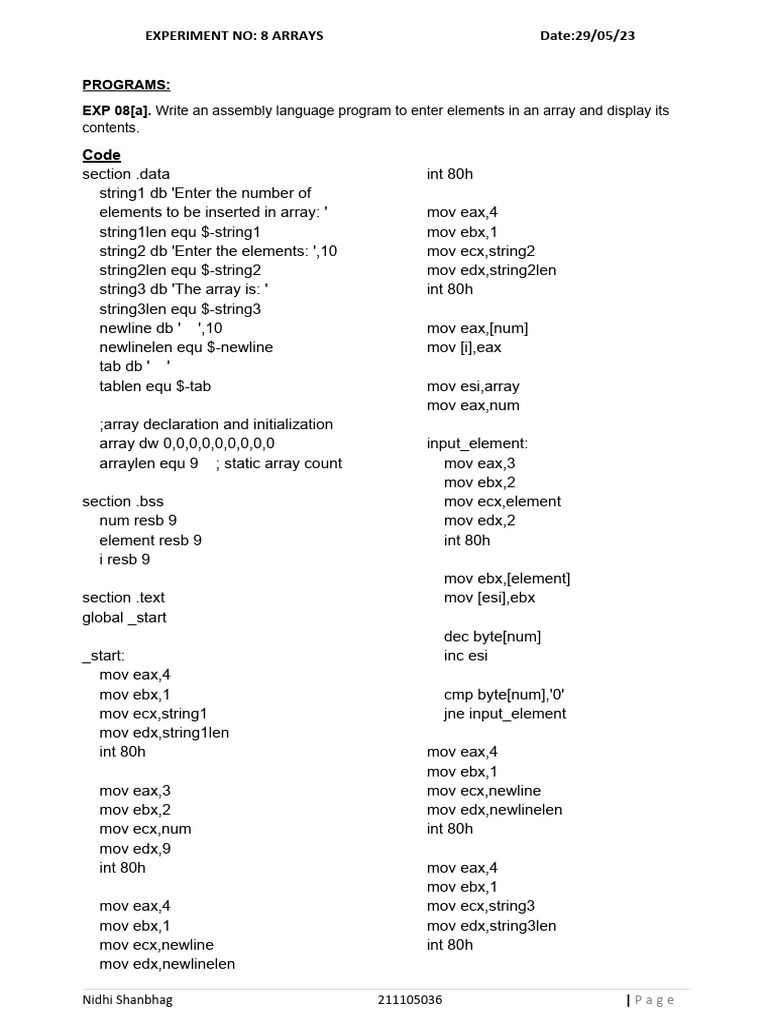 MPMC EXP 08 Code & Output Print | PDF | Software Engineering | Computer ...