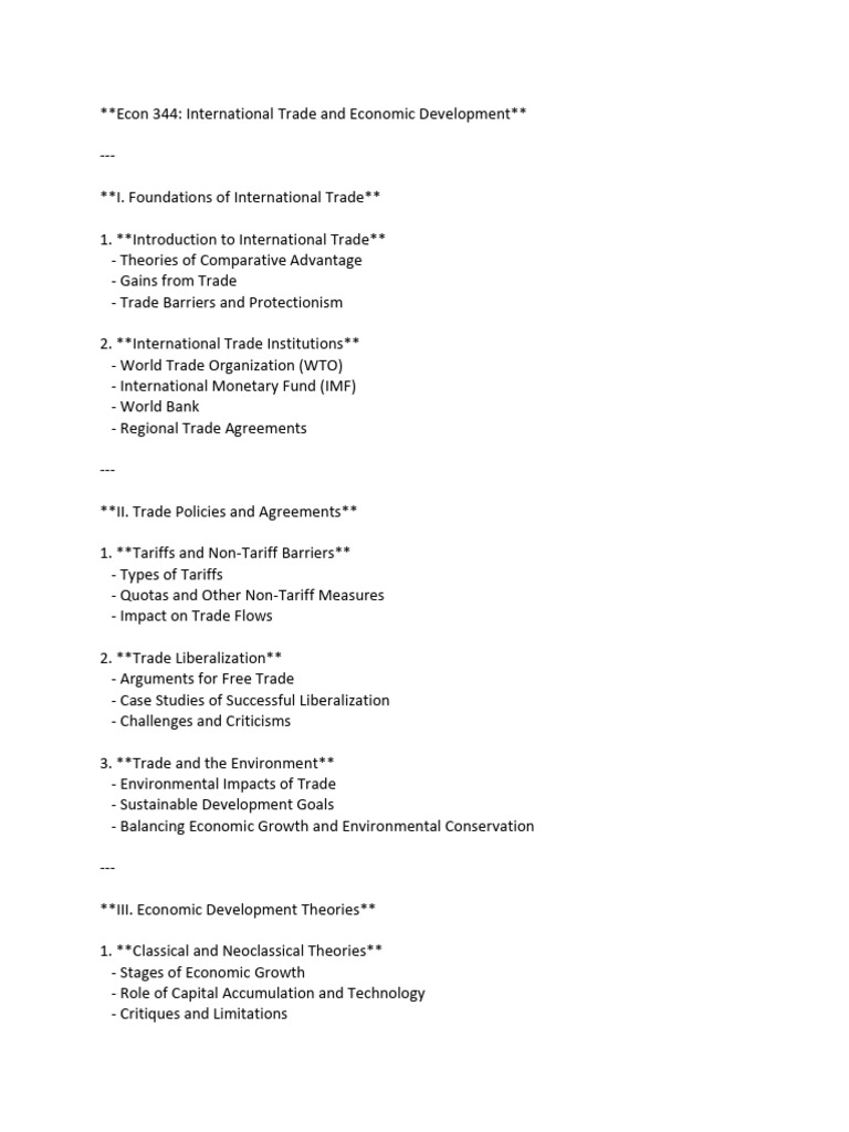 Econ 344: Trade and Development Overview | PDF | Economic Growth ...