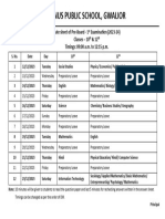 Datesheet of Pre-Board (Class - X & XII)