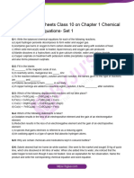 Chemistry Worksheets Class 10 On Chapter 1 Chemical Reactions and Equations Set 1