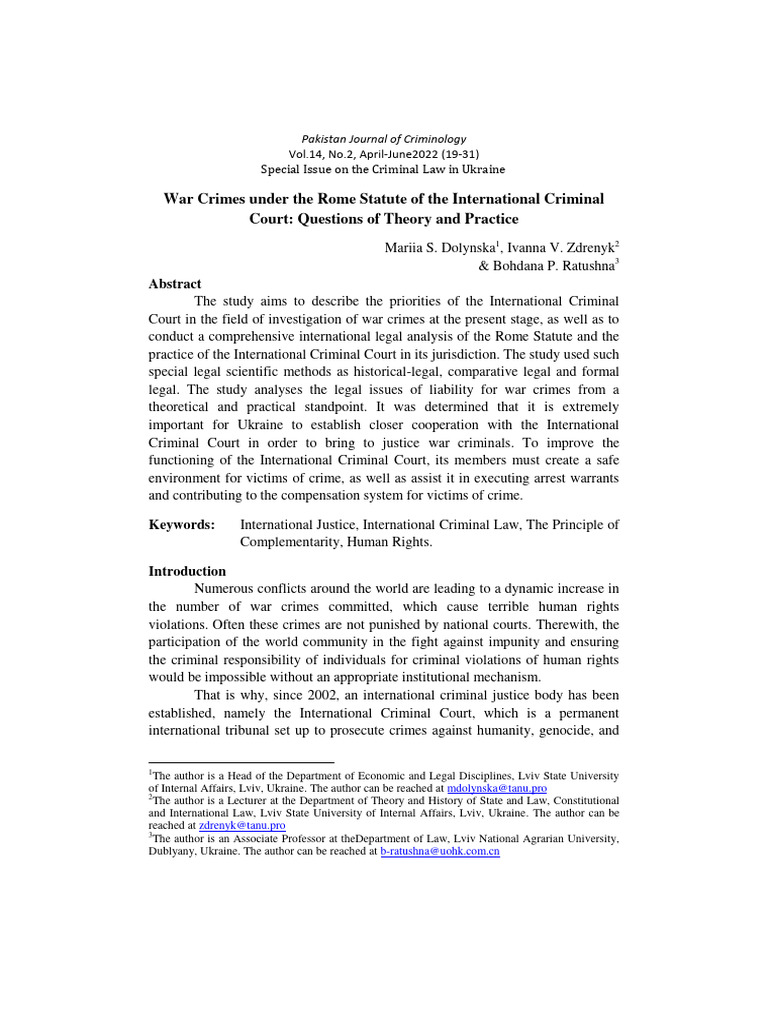 2 War Crimes Under The Rome Statute PDF International Criminal