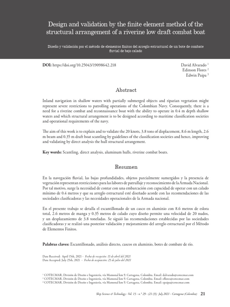 Design and Validation by The Finite Element Method of The Structural ...