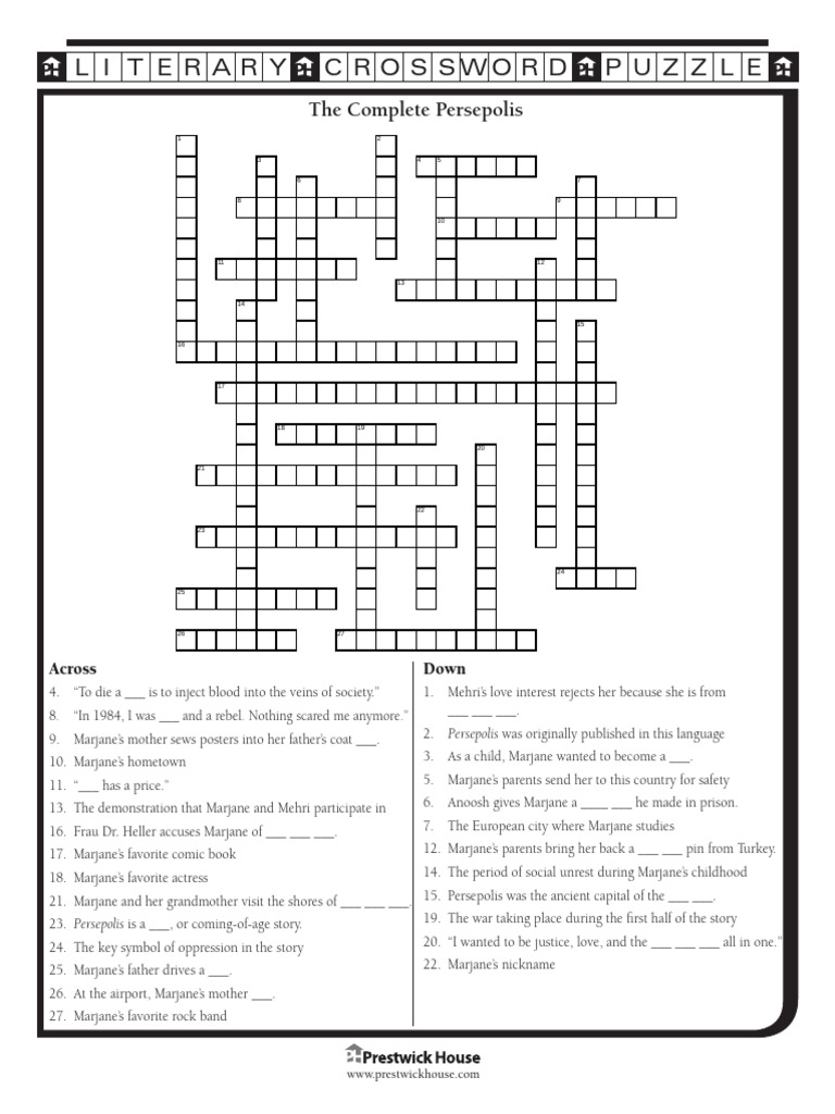 Persepolis Crossword Puzzle PDF