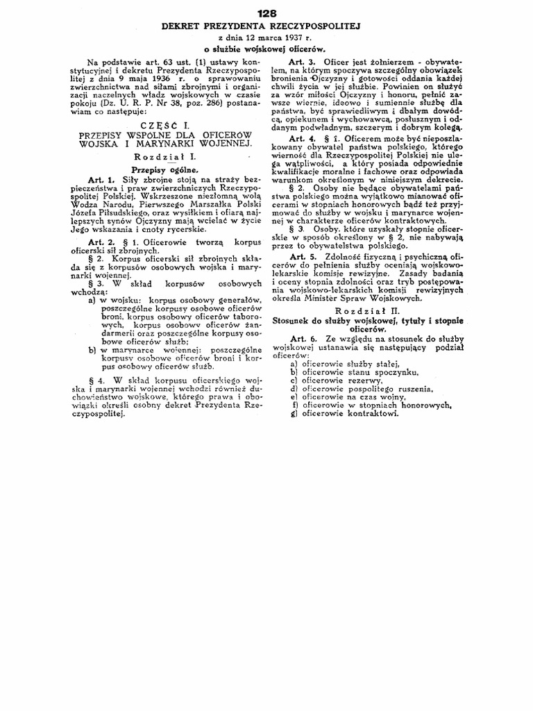 Dekret - 1931 - o Służbie Oficerów | PDF