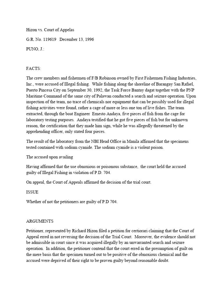 Hizon Vs CA, 1996 PDF Lawsuit United States Case Law