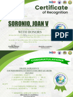Certificate of Recognition 2023 2024 Mabini NHS