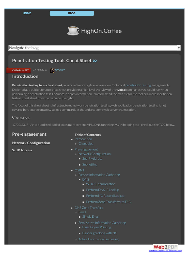 Penetration Testing Tools Cheat Sheet | PDF | Domain Name System ...