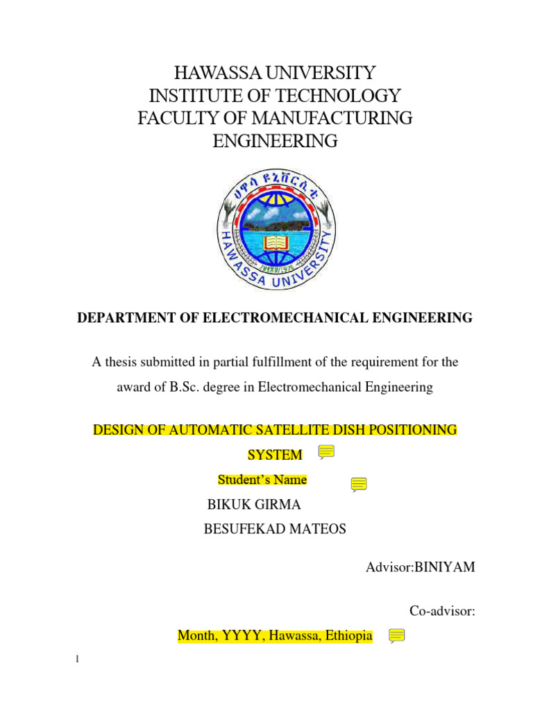 Automatic Satellite Dish Positioning System | PDF | Electric Motor ...