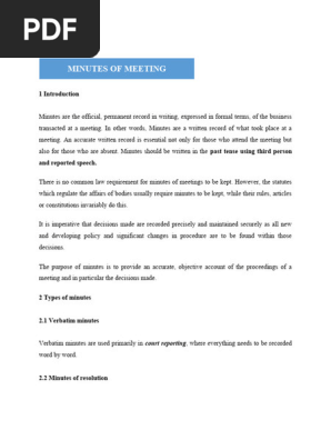 MINUTES OF MEETING