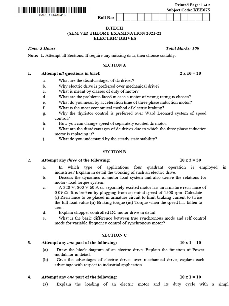 Electric Drive Final Reg 2021 22 Pdf Electric Motor