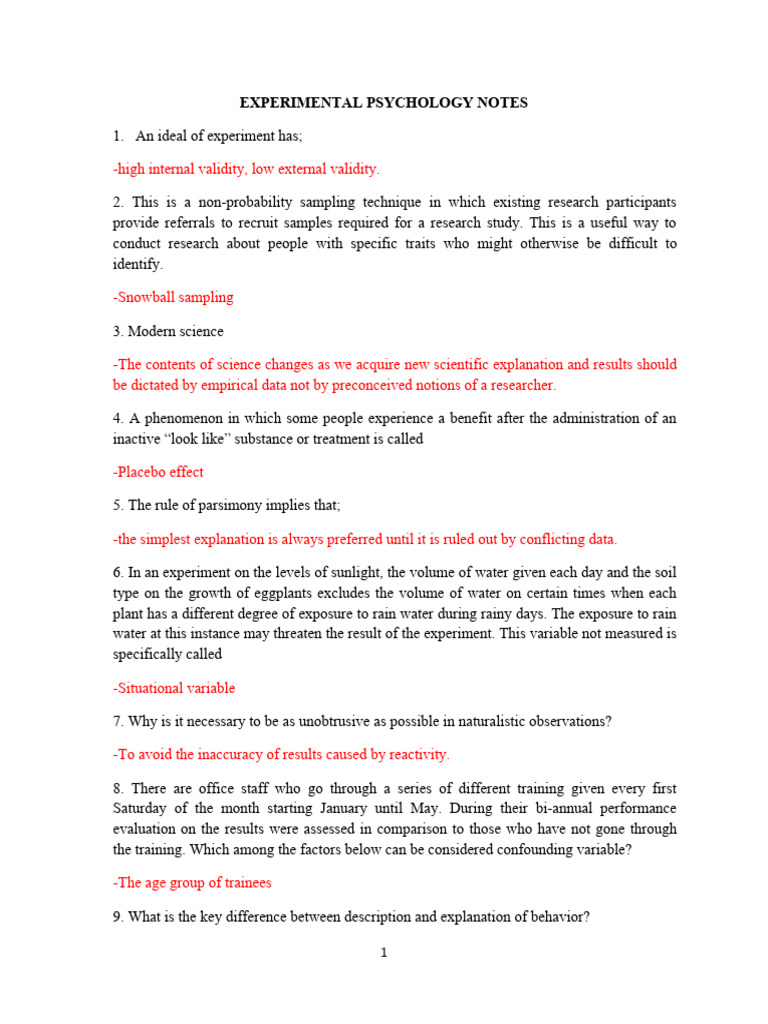 Experimental Psychology Overview | PDF | Validity (Statistics) | Experiment