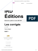 Démarche Qualité Et Norme ISO 9001 - Les Corrigés - IRD Éditions