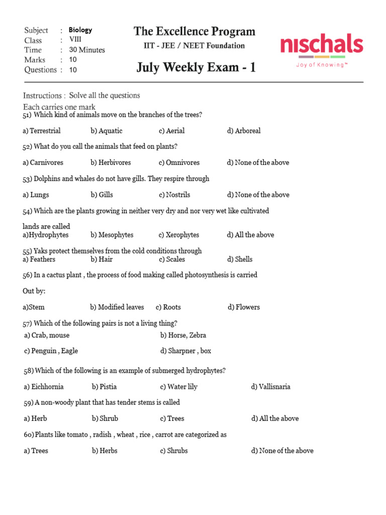 Weekend Test-1 - Class 8 Abe Hayat | PDF | Chemical Elements ...