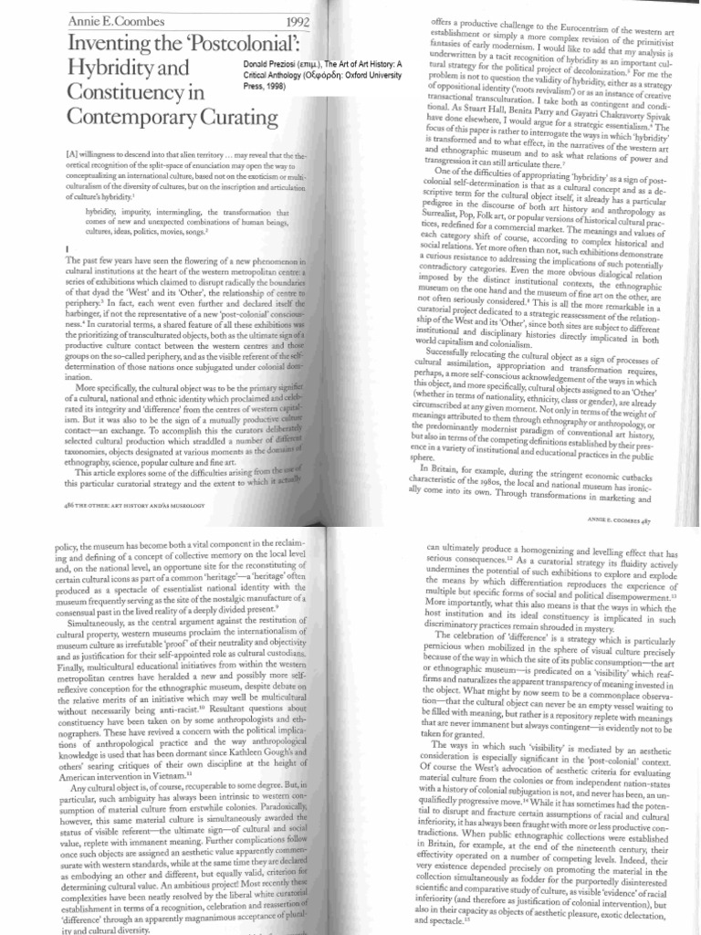 Postcolonial Hybridity in Curating | PDF | Anthropology | Postcolonialism
