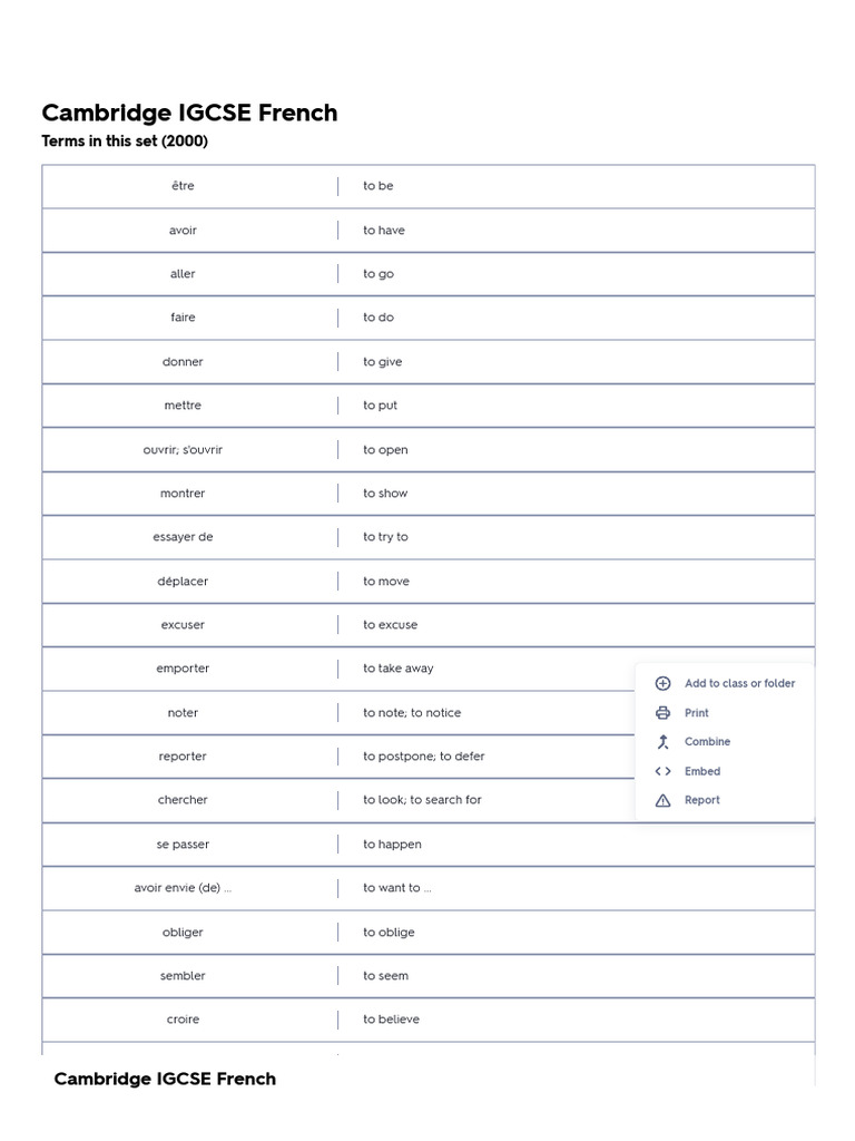 Cambridge IGCSE French Flashcards Quizlet PDF French Cuisine Foods