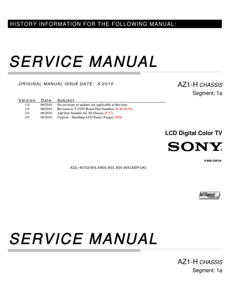 Service (Repair) Manual for Sony KDL-52LX900 | Resistor | Manufactured Goods