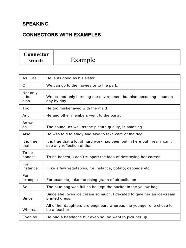 Connectors With Examples | PDF