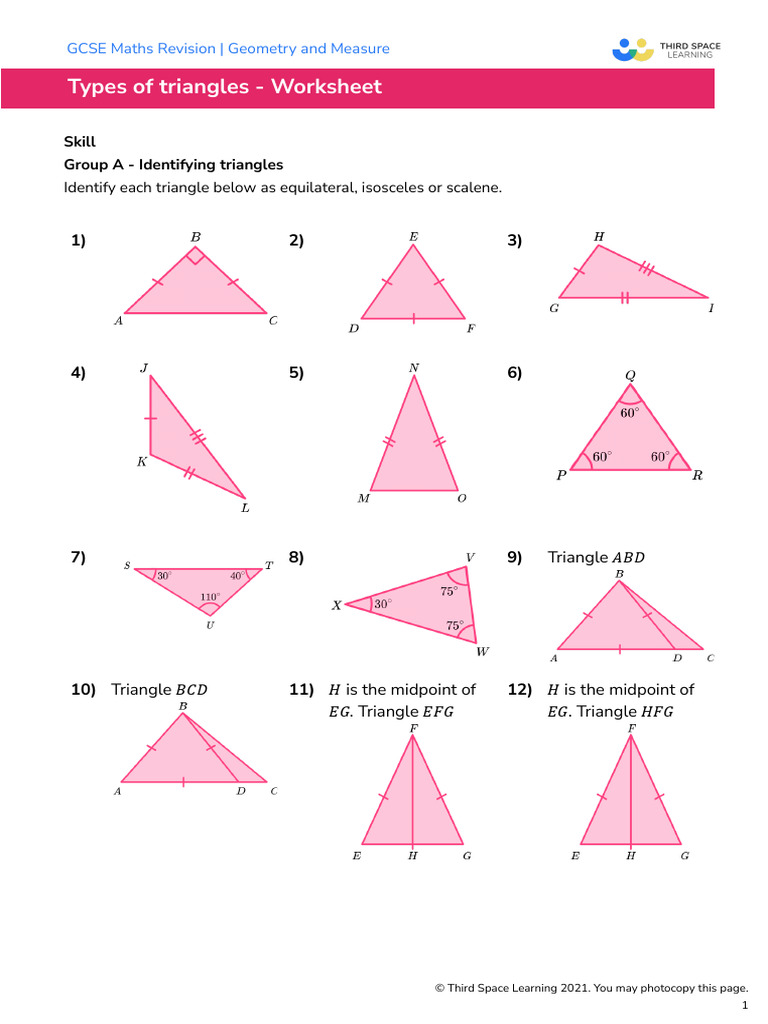 Types Of Triangles - GCSE Maths - Steps, Examples & Worksheet