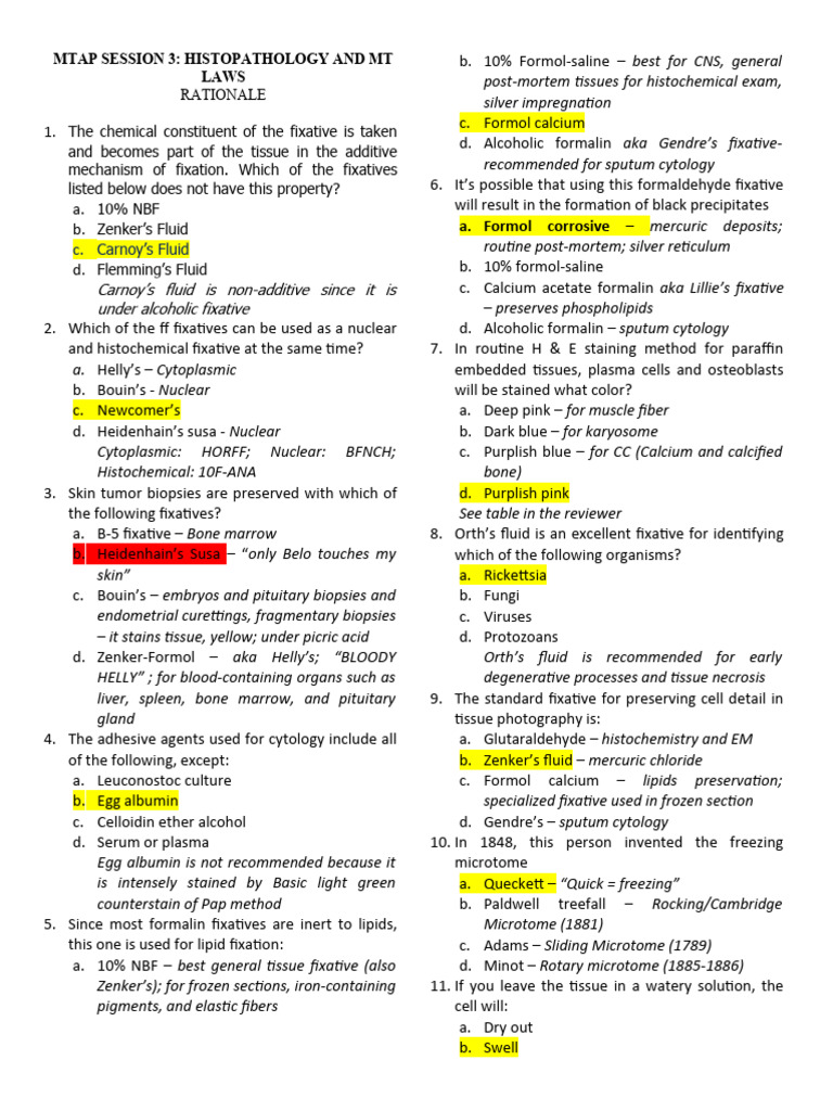Histopathology Fixatives Overview | PDF | Fixation (Histology) | Staining