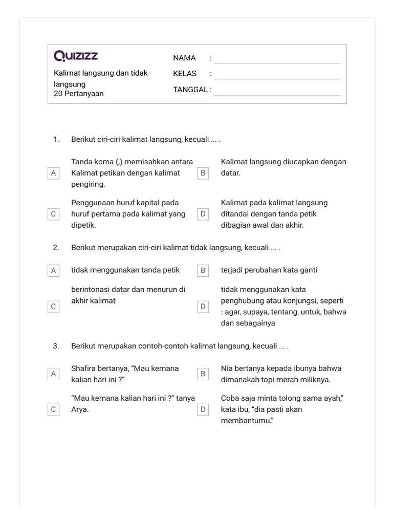 Kalimat Langsung Dan Tidak Langsung Pdf