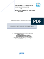 Déontologie Des Magistrats (Module de Formation Des Magistrats 2023) Et Table Des Matières PROF KAVUNDJA ET AG MUNKOKOLE