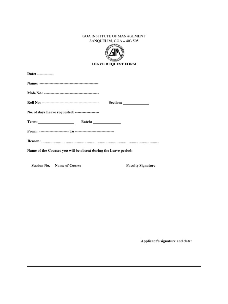 Leave Application PDF