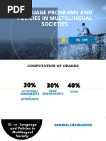 EL 105 Language Programs and Policies in Multullingual Policies