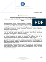 27.11.2023- Comunicat de presă - Întrevederea ministrului Luminița Odobescu cu Reprezentantul Special al UE pentru Dialogul Belgrad-Priștina, Miroslav Lajčák