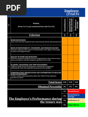 Form - Performance review - Trial and Probation - Template