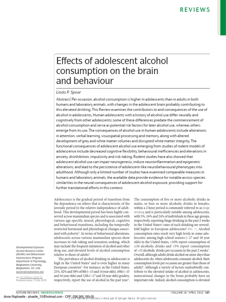 Adolescent Alcohol Consumption Effects | PDF | Adolescence | Alcoholism