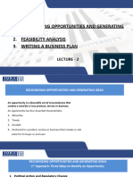 Lecture 2 - Recognizing Opportunities - Feasibility Analysis - Business Plan