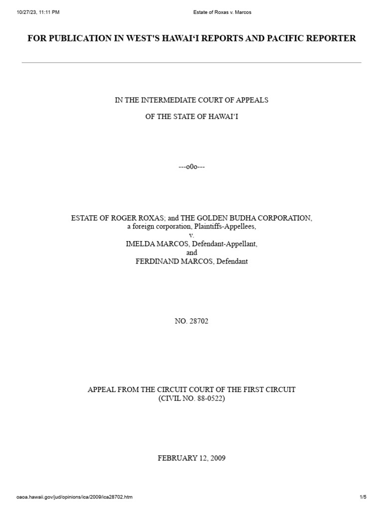 Roxas Estate vs. Marcos: Judgment Appeal | PDF | Justice | Crime & Violence