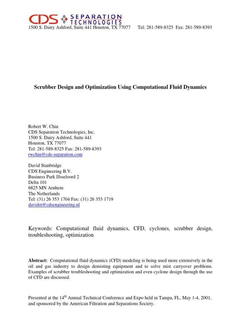Demisting Cyclone Design via CFD | PDF | Fluid Dynamics | Computational ...