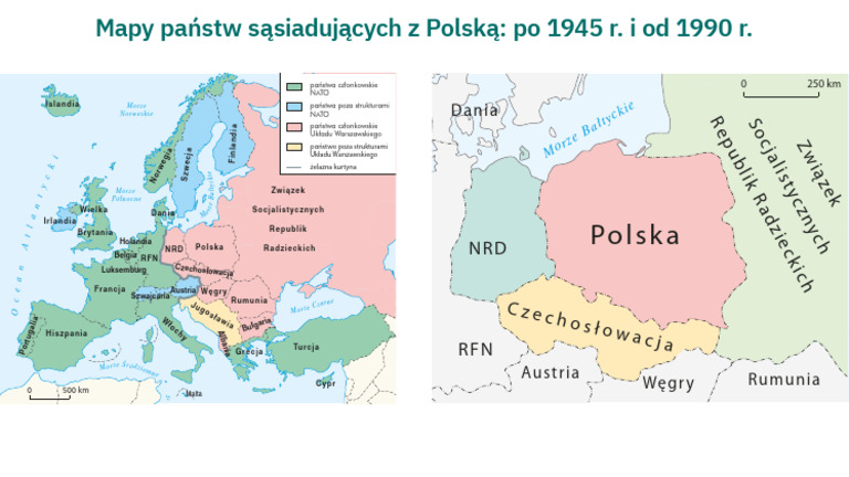 Polska Po Drugiej Wojnie światowej Sprawdzian X2647 1 1 1 Mapy Panstw Sasiadujacych Z Polska Po 1945 R I Od 1990 R | PDF