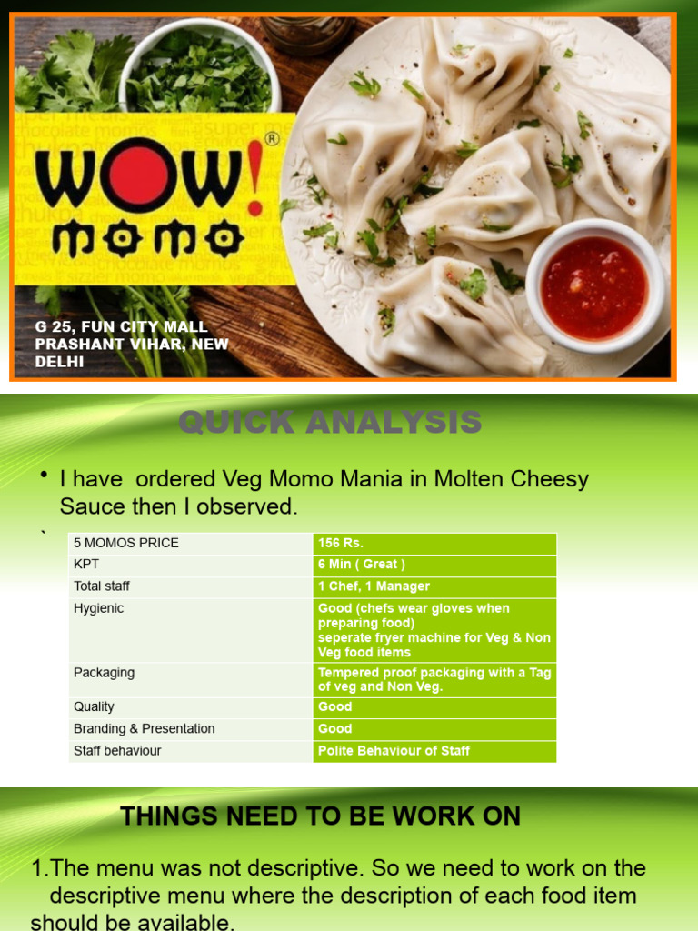 Wow Momo Menu Improvement Suggestions | PDF | Cooking, Food & Wine ...