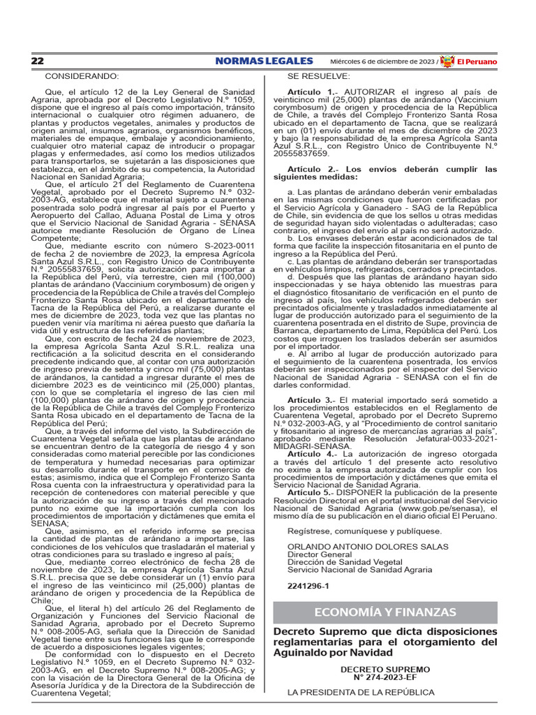 Ley que oficializa el Aguinaldo 2023 PDF Presupuesto Presupuesto