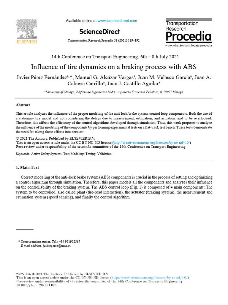 Tire Dynamics in ABS Braking Systems | PDF | Anti Lock Braking System ...