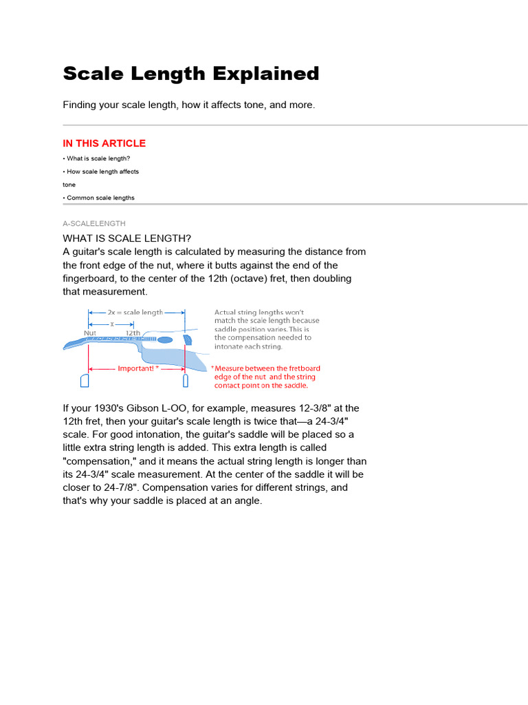 Scale Length Explained PDF Guitars Chordophones