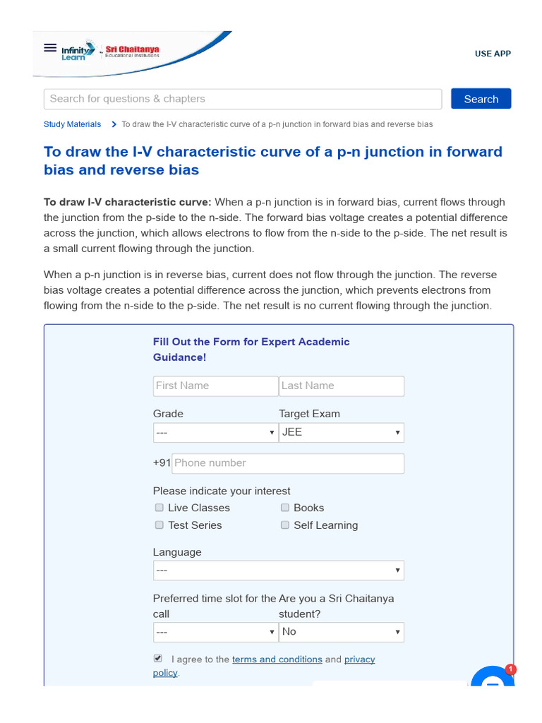 Infinitylearn Com Surge Study Material To Draw The I V Characteristic 