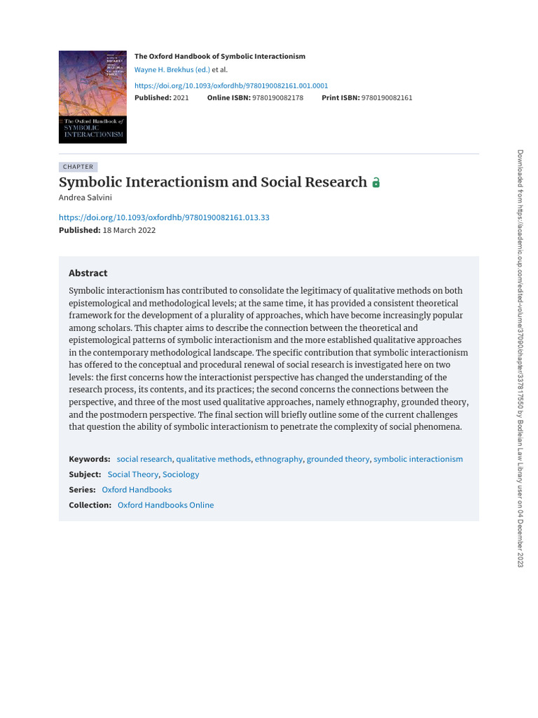Symbolic Interactionism in Social Research | PDF | Qualitative Research ...