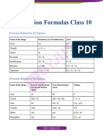 Mensuration Formulas Class 10 PDF