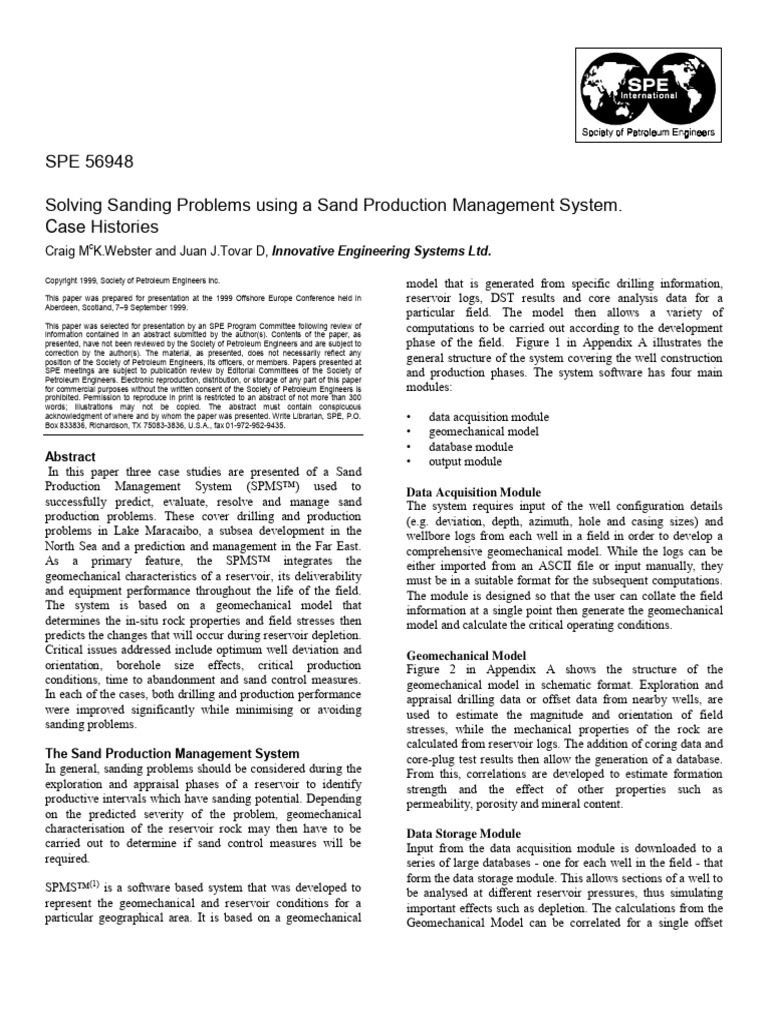 SPE-56948 - Solving Sanding Problems Using A Sand Production Management ...