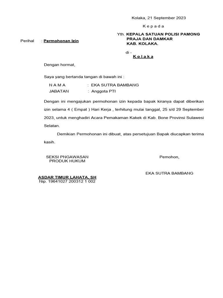 Surat Izin 2023 | PDF