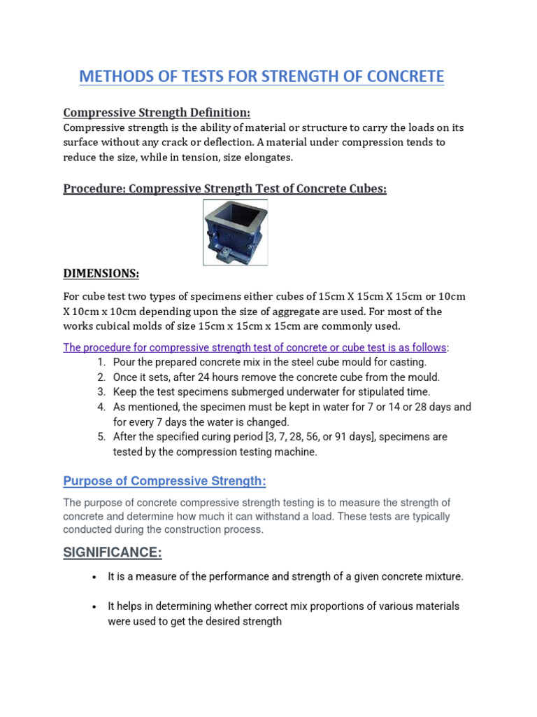 Compressive Strength Testing of Concrete | PDF