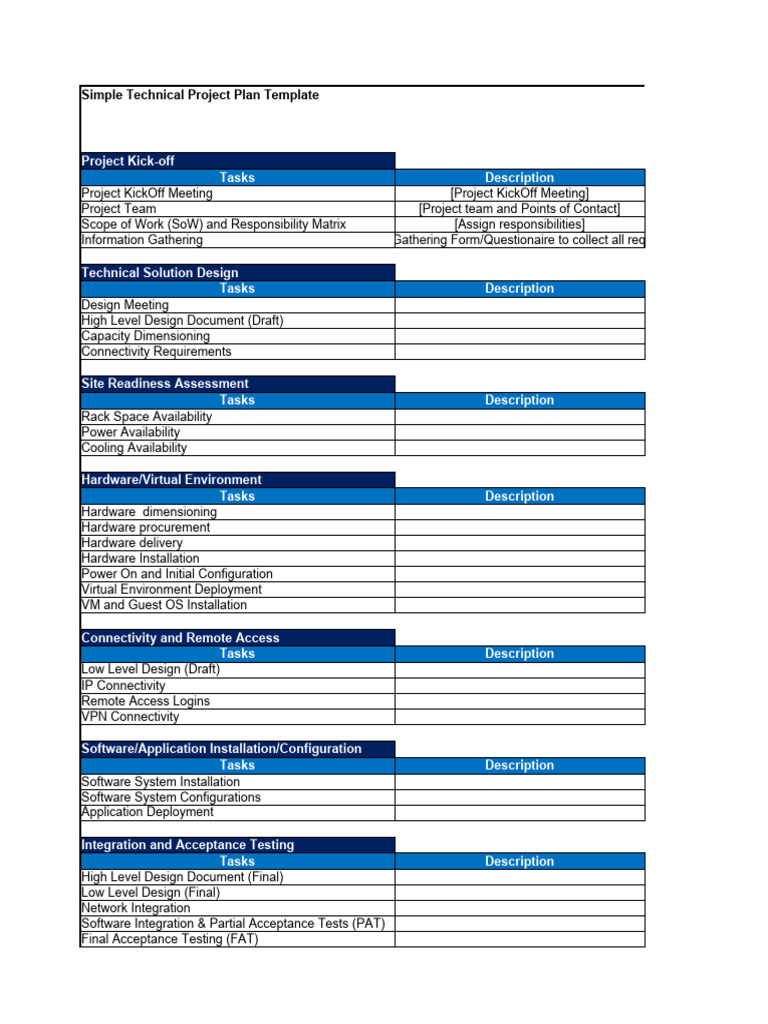 Technical Project Plan Template | PDF | Computer Architecture | Computing