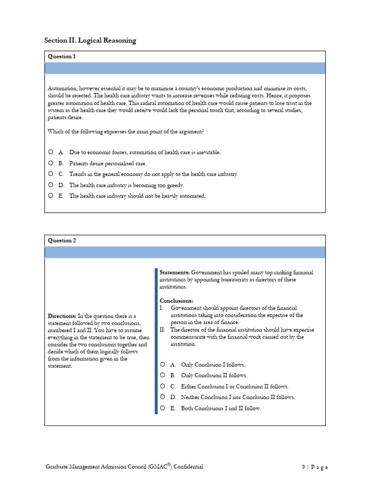 Section II. Logical Reasoning PDF English Language