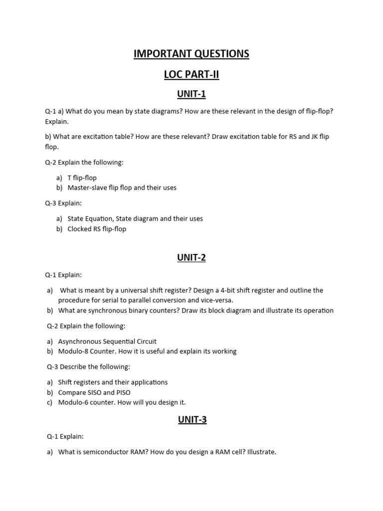 LOC Part-II Important Questions | PDF | Computers