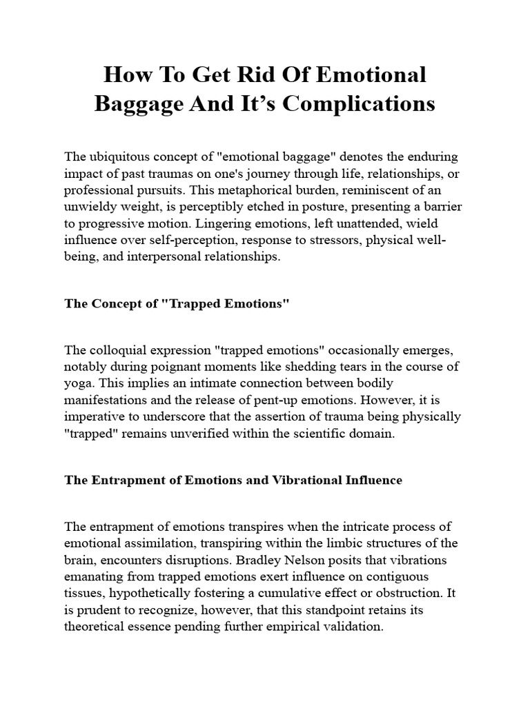 How To Get Rid of Emotional Baggage PDF Psychological Trauma Emotions