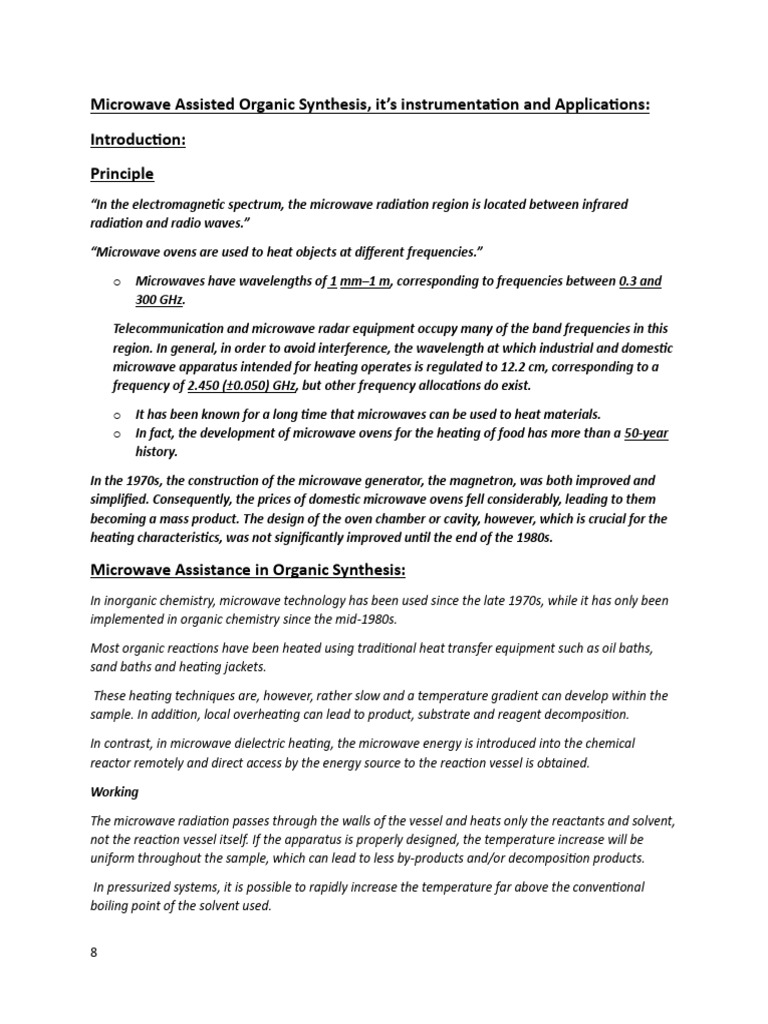 Microwave Assisted Organic Synthesis | PDF | Microwave ...
